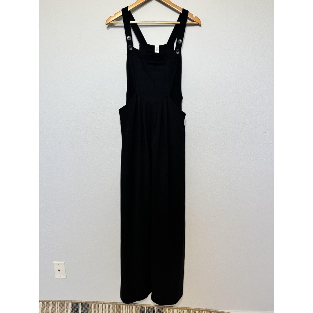 Halara Overall Jumpsuit Women's Medium Black Wide Leg Pockets Casual Travel
